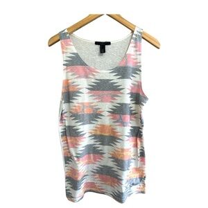 21men Aztec-Pattern Tank Top in Pink, Gray & Cream